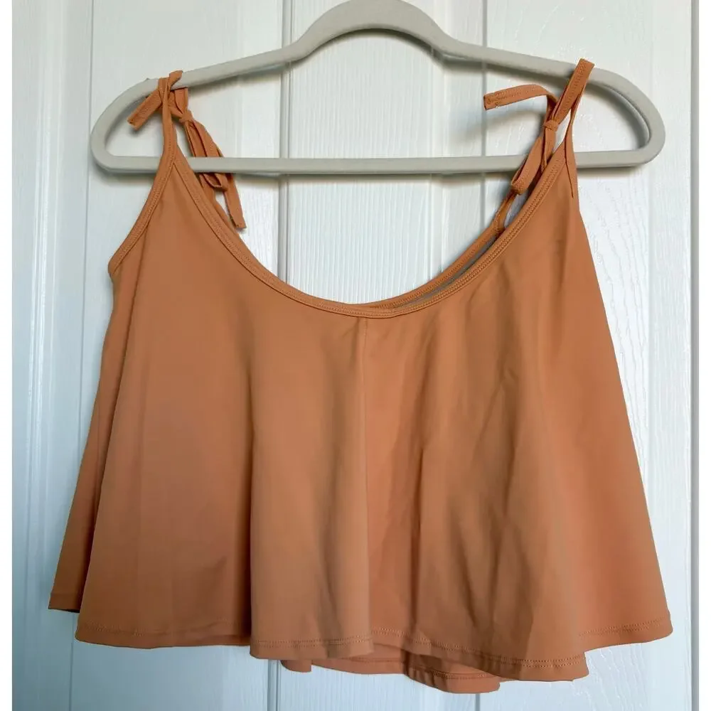 Kortni Jeane Swing Top Brown Orange Nutmeg Bikini Swim Top Large L‎ NWOT